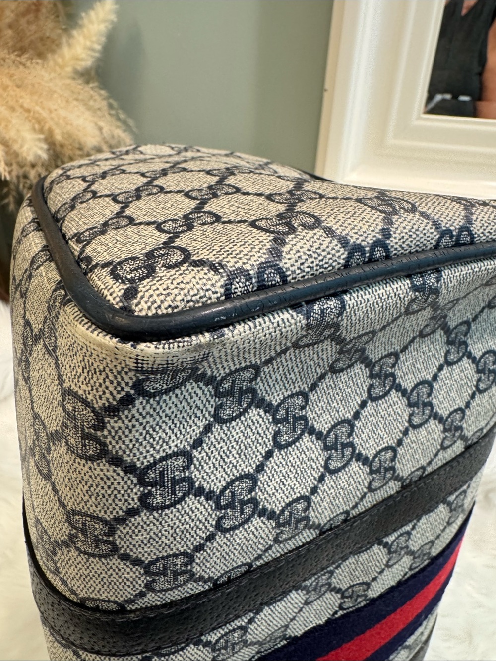 Gucci Blue and Red GG Supreme Satchel with Top Handles - Picture 6 of 15